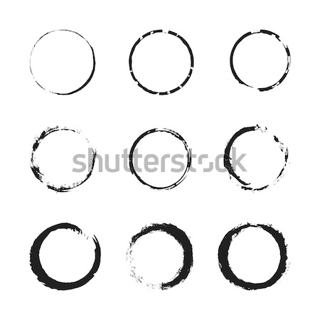 Grunge cerchio confine set nero inchiostro Foto d'archivio © Fosin