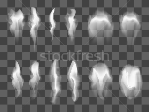 Przezroczysty realistyczny biały szary dymu zestaw Zdjęcia stock © Fosin