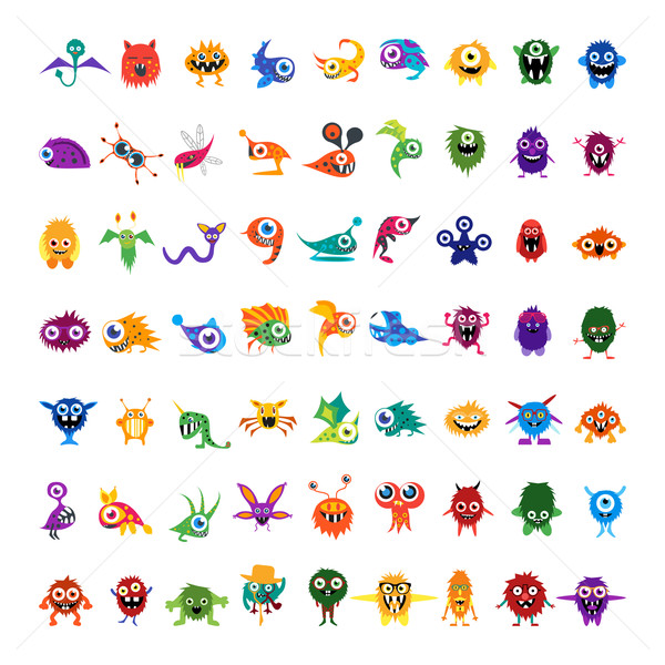 Big vector set of drawings custom characters isolated colorful monsters Stock photo © Fosin