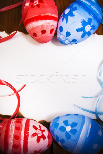 Easter background blank empty letter card handpainted eggs Stock photo © fotoaloja