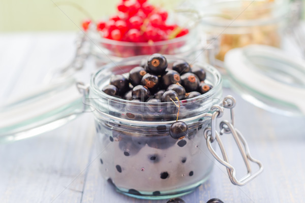 colorful currant fruit jars wooden table Stock photo © fotoaloja