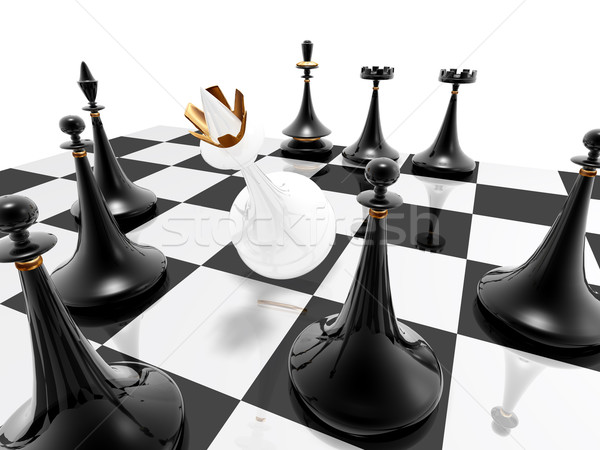 Sakk sakkmatt 3d render fekete siker játék Stock fotó © fotoaloja