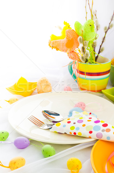 Easter composition table tableware person Stock photo © fotoaloja