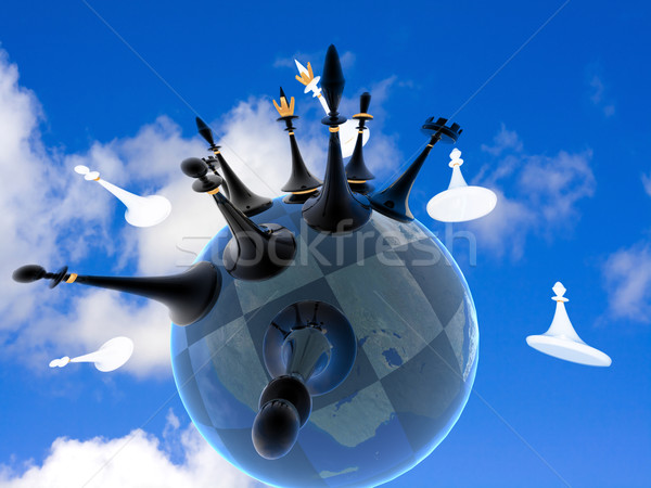 échecs mondial guerre terre ciel rendu 3d [[stock_photo]] © fotoaloja