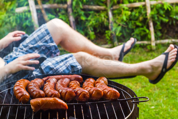 Garden party roasted sausages grill Stock photo © fotoaloja