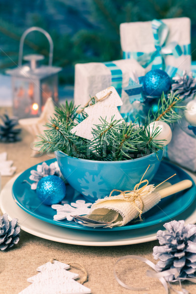 Christmas xmas eve table board setting Stock photo © fotoaloja