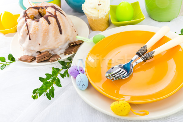 Easter table arrangement eggs sweets Stock photo © fotoaloja