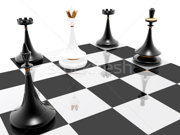 Sakk sakkmatt 3d render fekete siker játék Stock fotó © fotoaloja