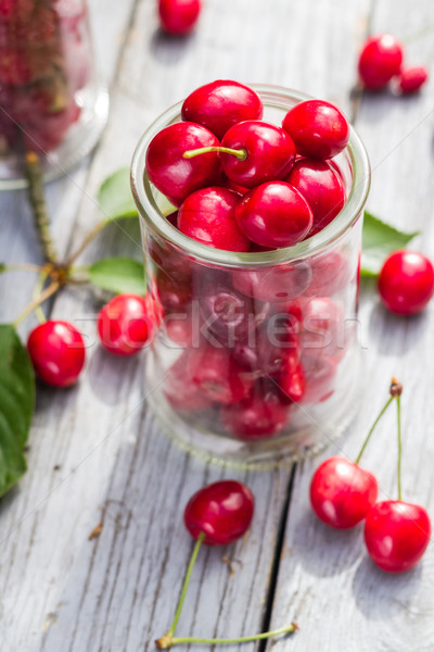 Foto stock: óculos · completo · cerejas · framboesas · comida