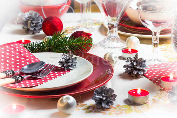 Christmas xmas eve table setting supper Stock photo © fotoaloja