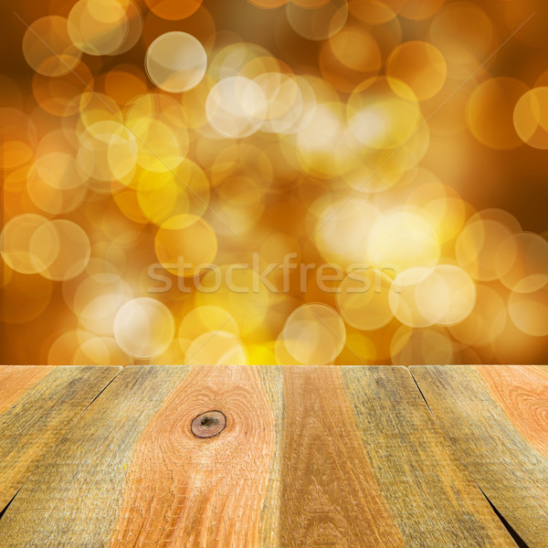 orange yellow bokeh background wooden table Stock photo © fotoaloja