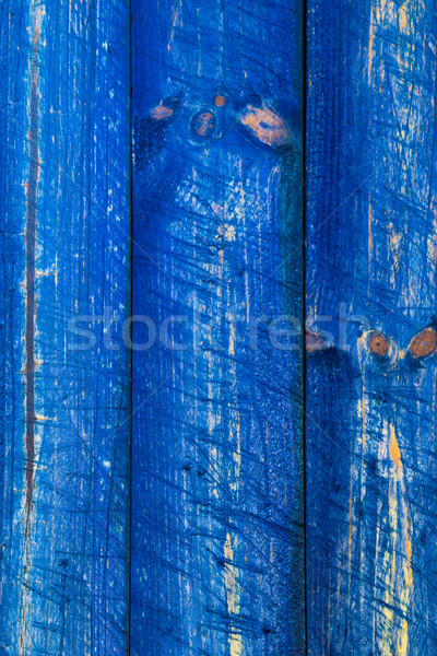 The wall wooden planks painted blue Stock photo © fotoaloja