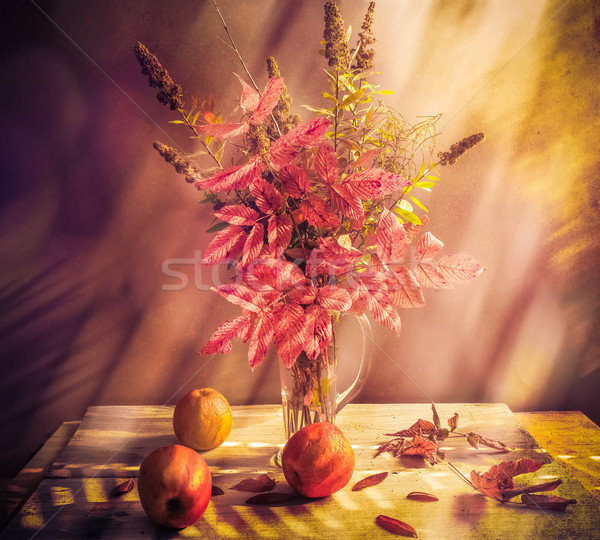 Fall Autumn autumnal bouquet Still Life apples sprigs Stock photo © fotoaloja