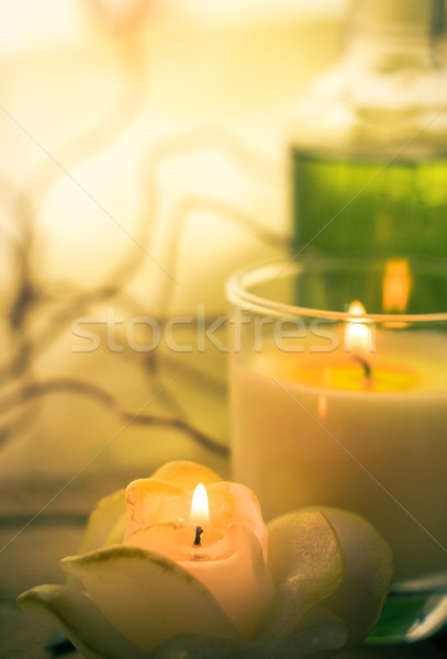 Elemek fürdő illatos gyertyák egészség szépség Stock fotó © fotoaloja