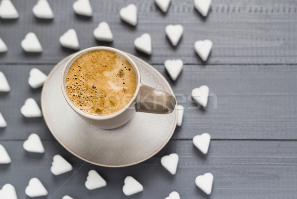 San valentino Cup caffè zollette di zucchero amore legno Foto d'archivio © fotoaloja