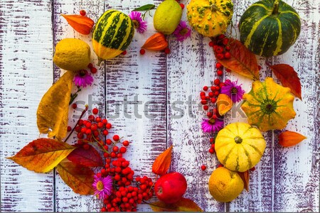 Automne automne table légumes fruits table en bois [[stock_photo]] © fotoaloja