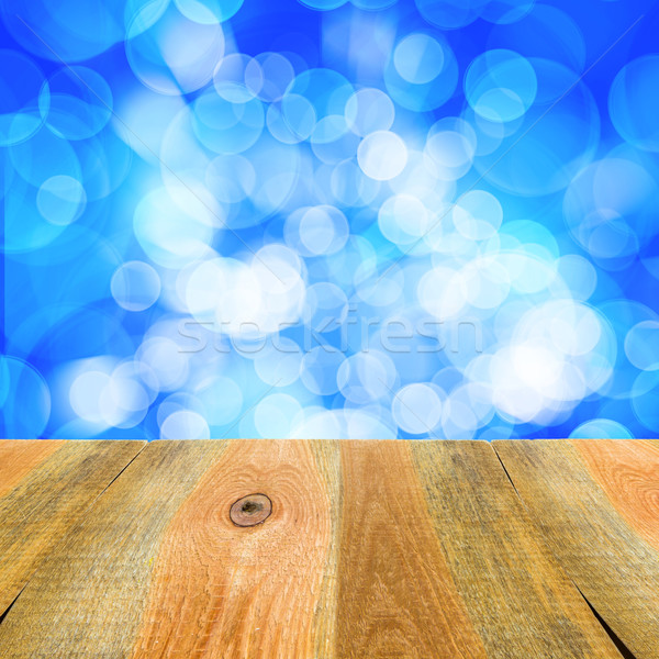 blue bokeh background wooden table Stock photo © fotoaloja
