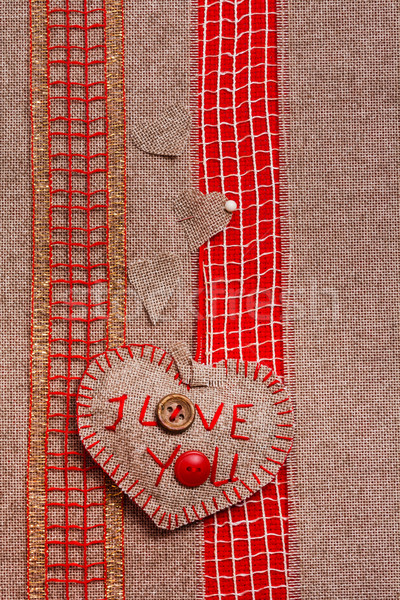 Valentine background hand-sewn heart texstile Stock photo © fotoaloja