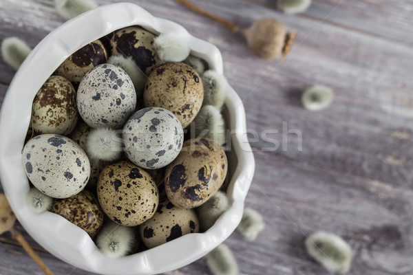 Küçük yumurta ahşap masa yemek veritabanı doğa Stok fotoğraf © fotoaloja