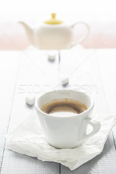 Tazza di caffè latte zollette di zucchero tavola energia retro Foto d'archivio © fotoaloja