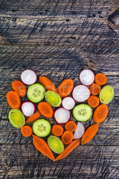Serca warzyw wcześnie pokładzie marchew Zdjęcia stock © fotoaloja