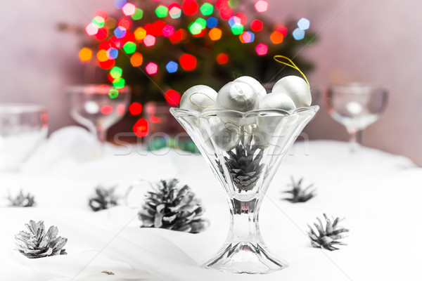 Stockfoto: Christmas · kerstmis · tabel · decoraties · licht