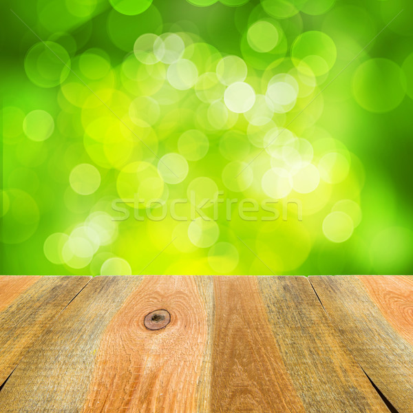green bokeh background wooden table Stock photo © fotoaloja