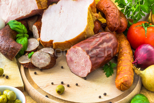 variety processed meat products vegetables Stock photo © fotoaloja