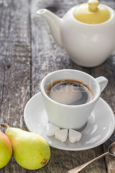 Tazza di caffè nero rosolare pere bianco Foto d'archivio © fotoaloja