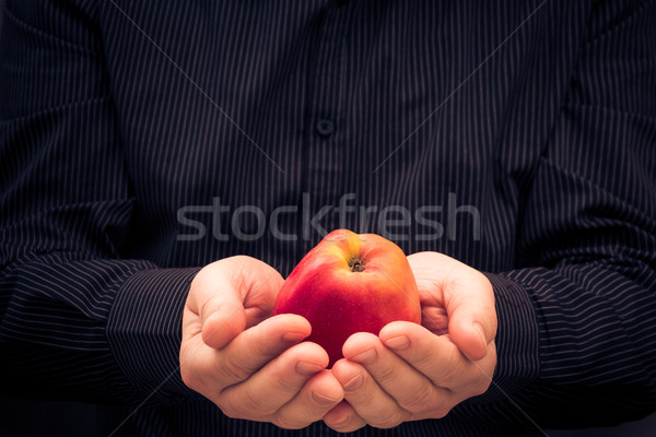Red apple hands man Stock photo © fotoaloja