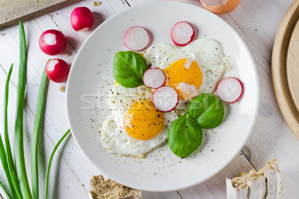 Frit oeufs forme coeurs plat [[stock_photo]] © fotoaloja