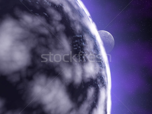 Ziemi przestrzeni 3d niebo ognia nauki Zdjęcia stock © fotoaloja