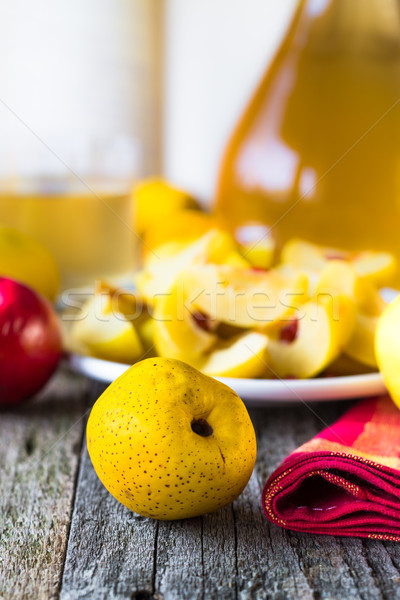 alcohol quince liqueur sliced fruit prepare wooden setting Stock photo © fotoaloja