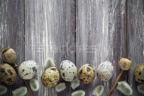 [[stock_photo]]: Pâques · oeufs · table · en · bois · printemps · nature · oeuf