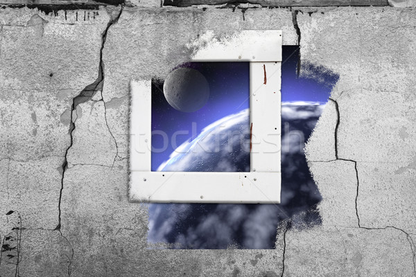 Window wall cosmos space old painting abstract wall cracked Stock photo © fotoaloja