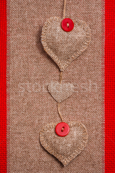 Valentine background hand-sewn hearts texstile Stock photo © fotoaloja