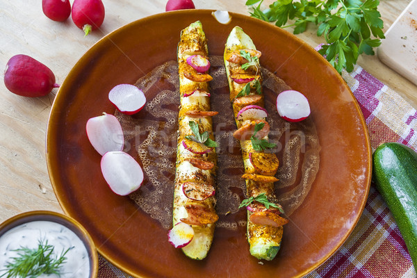 Bourré grillés courgettes radis saucisse légumes [[stock_photo]] © fotoaloja