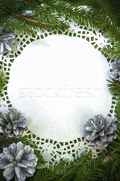 Pine christmas xmas spruce twig circle empty Stock photo © fotoaloja