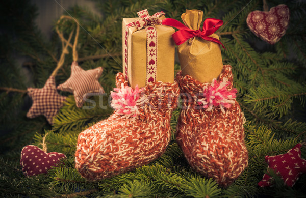 Noël cadeaux chaussettes décorations épinette [[stock_photo]] © fotoaloja