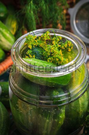 top view closeup jar pickles other ingredients pickling Stock photo © fotoaloja