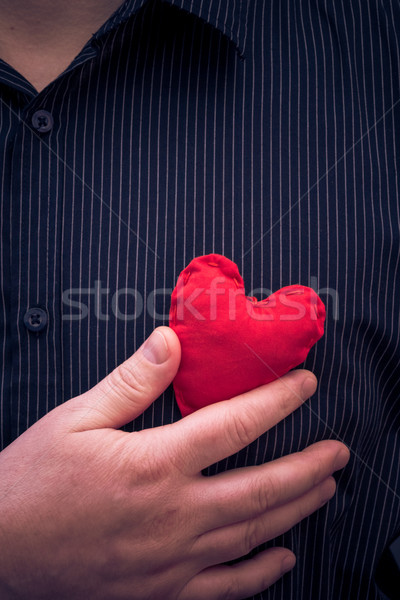 closeup red heart hand man Stock photo © fotoaloja