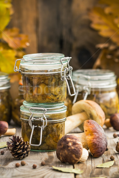 Autumn harvest forest preparation pickled mushrooms Stock photo © fotoaloja