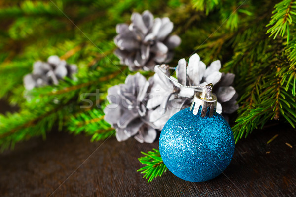 Christmas tree spruce pine wooden Christmas balls Stock photo © fotoaloja