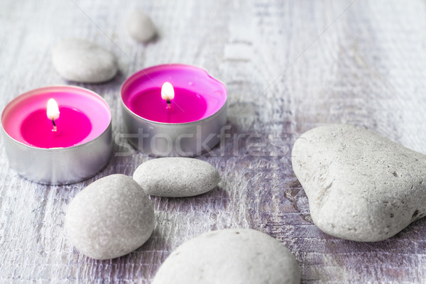 Spa piedras aromático velas fuego cuerpo Foto stock © fotoaloja