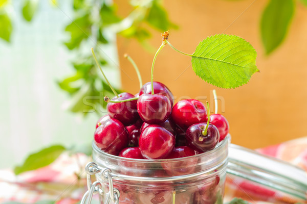 Fresh fruit cherries jar for products processed Stock photo © fotoaloja