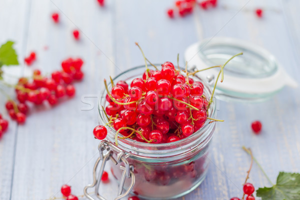 red currant fruit jar wooden table Stock photo © fotoaloja