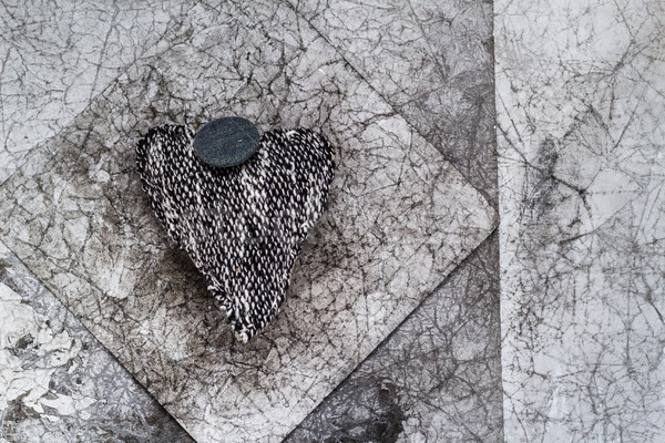 Valentines background grey heart old creased paper Stock photo © fotoaloja