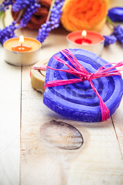 Spa concept herbal soaps scented candles Stock photo © fotoaloja