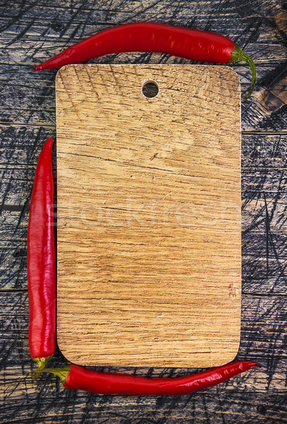 Poivre rouge bord bois art poivrons [[stock_photo]] © fotoaloja