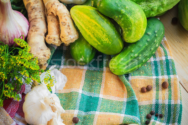 ingredients preparation pickled cucumbers Stock photo © fotoaloja